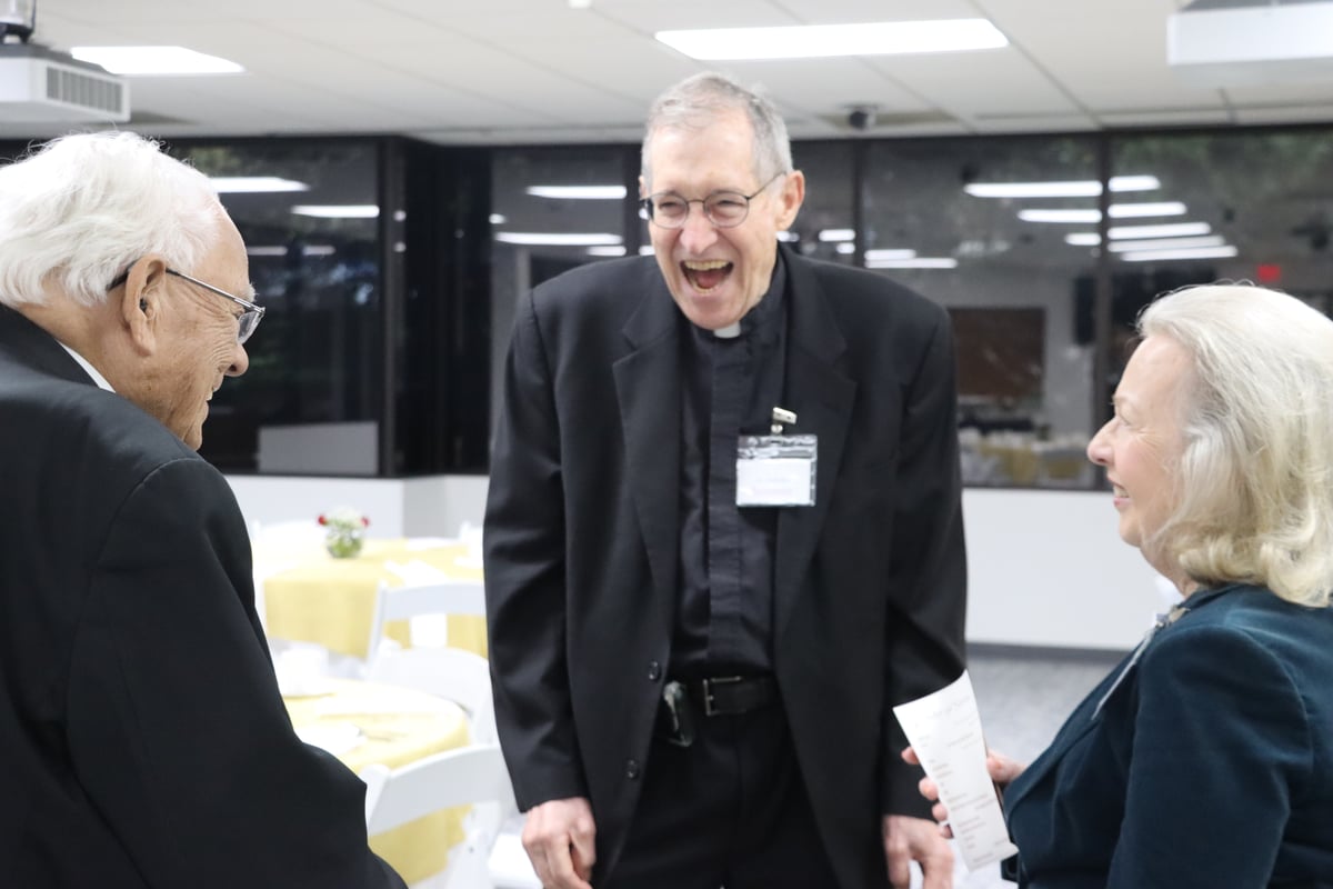 Society members - Monsignor Lewis, Father Raffo and Carol Reilly